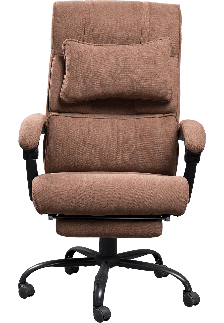 Fashion Design Brown Linen Fabric Office Cathedra Ergonomic Boss Chair Soft Fabric Linkage Armrest With Footrest