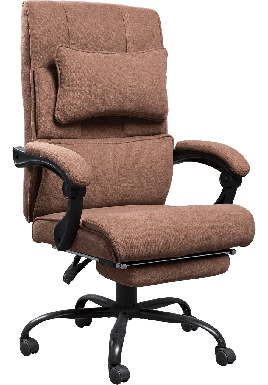 Fashion Design Brown Linen Fabric Office Cathedra Ergonomic Boss Chair Soft Fabric Linkage Armrest With Footrest details