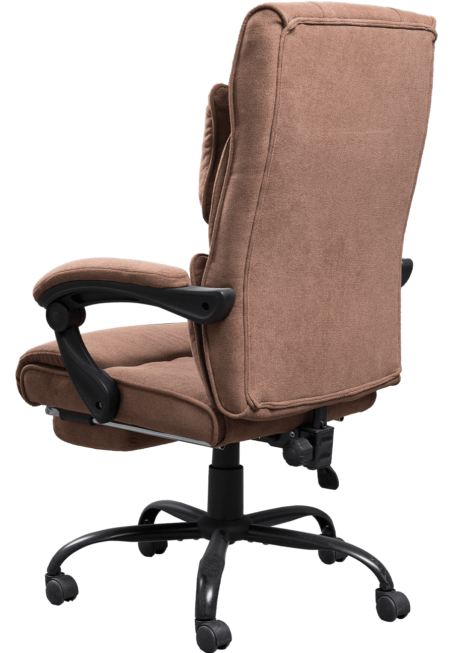 Fashion Design Brown Linen Fabric Office Cathedra Ergonomic Boss Chair Soft Fabric Linkage Armrest With Footrest details