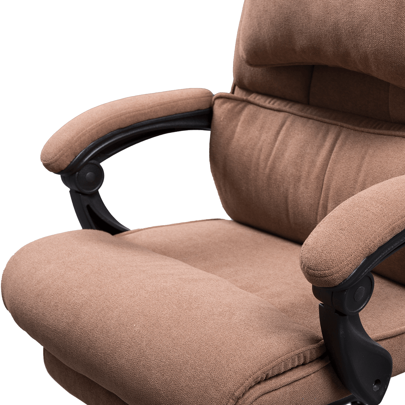 Fashion Design Brown Linen Fabric Office Cathedra Ergonomic Boss Chair Soft Fabric Linkage Armrest With Footrest details