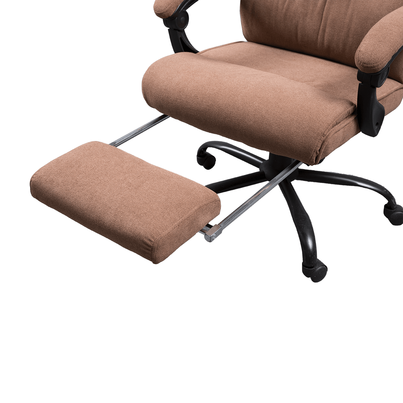 Fashion Design Brown Linen Fabric Office Cathedra Ergonomic Boss Chair Soft Fabric Linkage Armrest With Footrest details