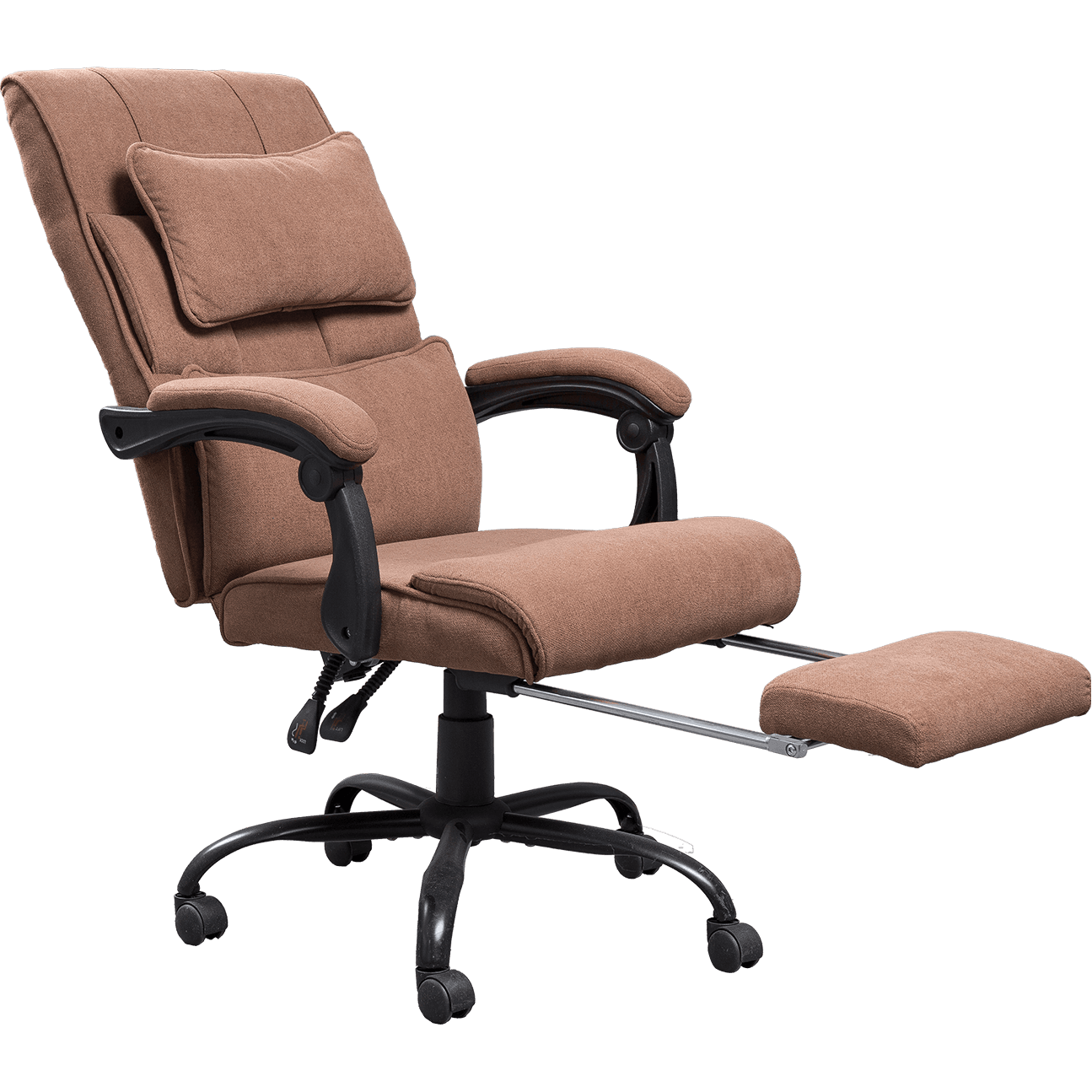 Fashion Design Brown Linen Fabric Office Cathedra Ergonomic Boss Chair Soft Fabric Linkage Armrest With Footrest details